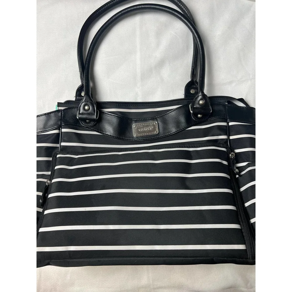 Carter's Black And White Stripe Diaper Bag